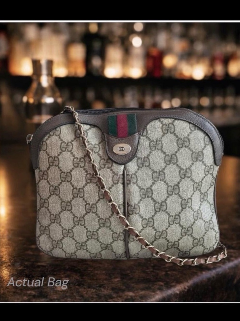 AUTHENTIC GUCCI VINTAGE GG SUPREME WEB CROSSBODY CHAIN-BAG-beautiful!